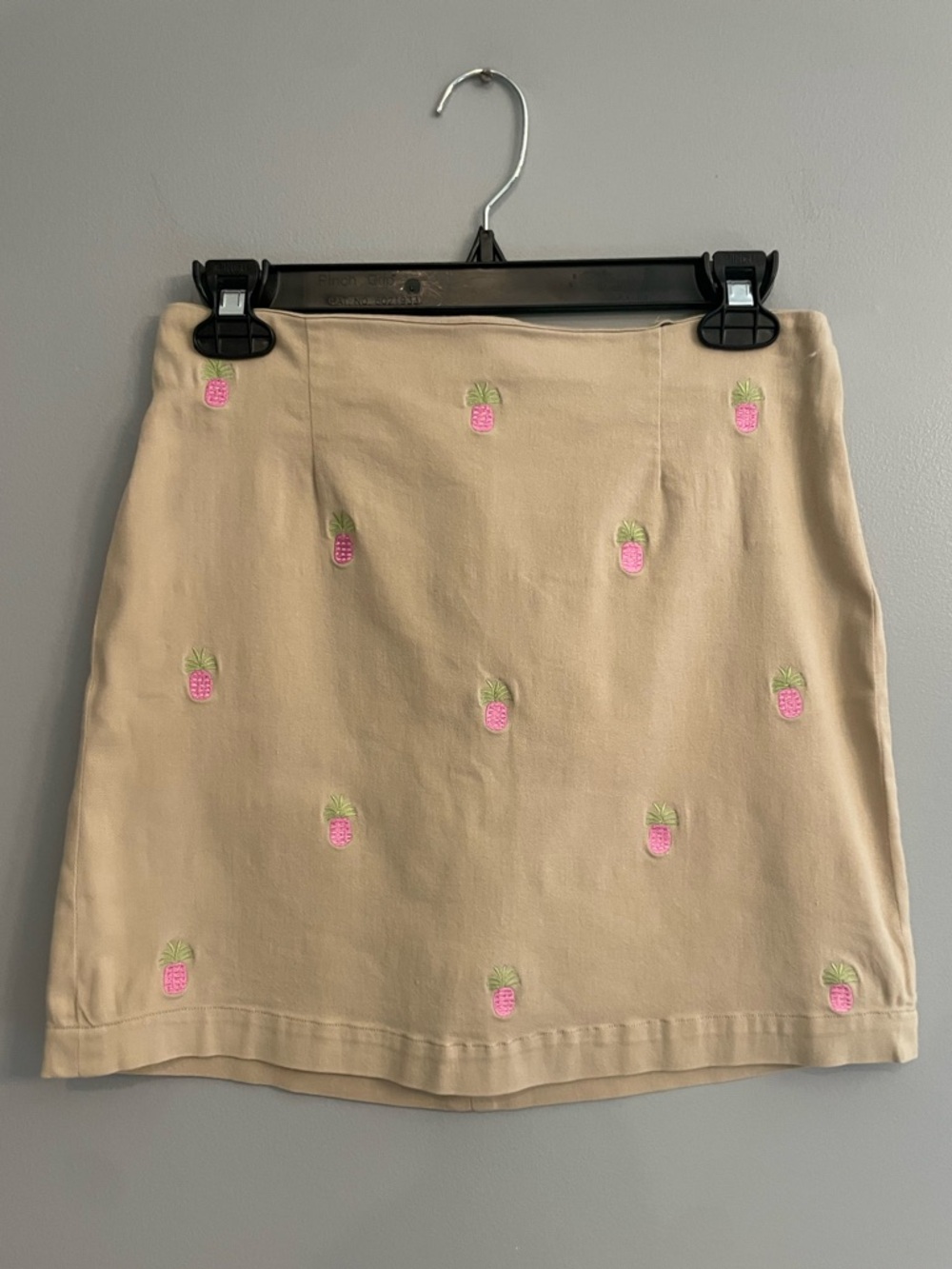 Y2K Lilypod Beige Embroidered Pineapple Mini Skirt